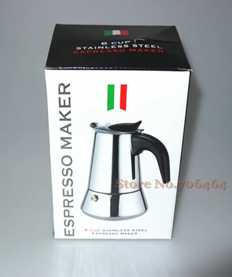 

240ML "V" Stovetop coffee pot 6 cups High quality Moka coffee maker/moka pot,Espresso coffee pot stainless steel moka pot