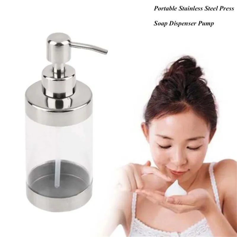 

2018 High Quality Stainless Steel Acrylic Press Liquid Soap Dispenser Detergent Lotion Shampoo Bottle For Home/Restaurant/Hotel