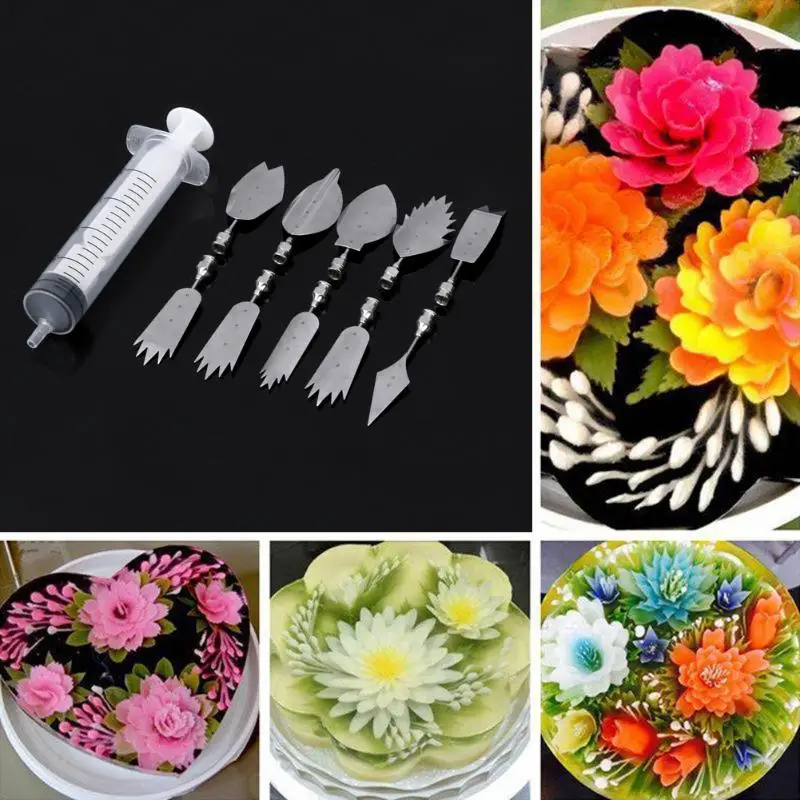 

BestP 10pcs/set 3D Jelly Flower Art Tools Jelly Cake Gelatin Pudding Nozzle Syringe Russia Nozzle Set Cake Decorating Tools