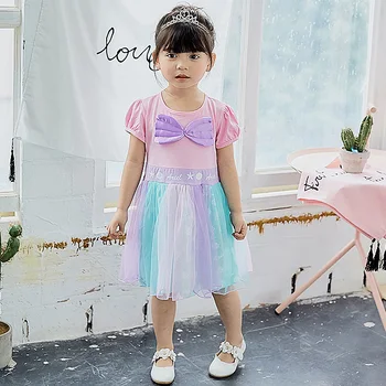 

F5175 Fairy Halloween Brithday Rainbow Princess Toddler Baby Girls Dress A-line Summer Kids Dresses For Girls Wholesale 5P Lot