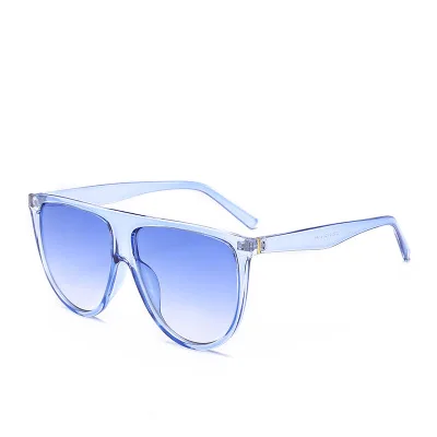 Большие женские солнцезащитные очки, фирменный дизайн, Ретро стиль, lunette soleil femme, большая оправа, плоский верх, солнцезащитные очки, винтажные очки - Цвет линз: Clear blue