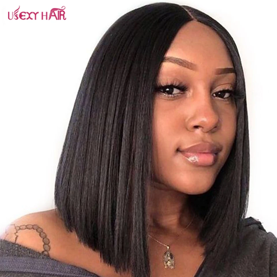 

Lace Front Human Hair Wigs Natural Color Short Bob Wig Brazilian Straight Remy Human Hair USEXY Lace Frontal Wig For Women