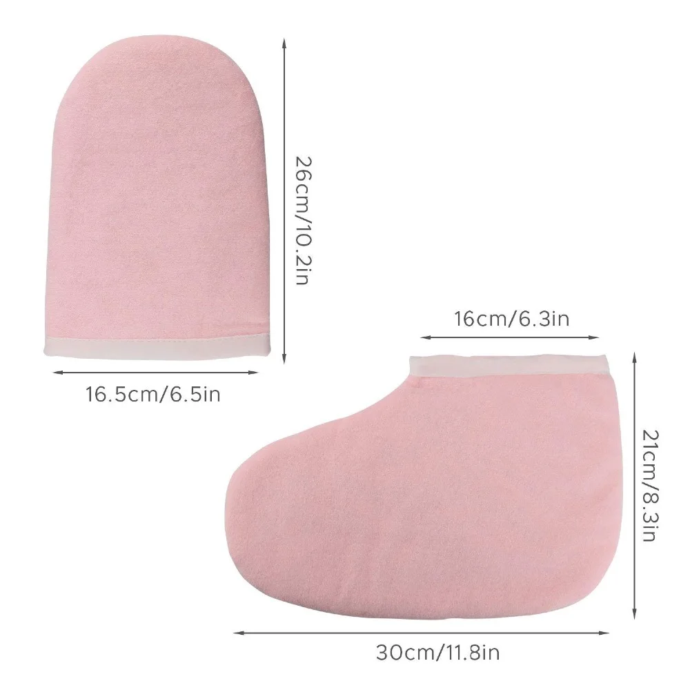 Pink Paraffin Wax Gloves Booties Wax Care Insulated Cotton Mittens For Heat Therapy Spa Treatment Tanning Mitt Hands Feet Care