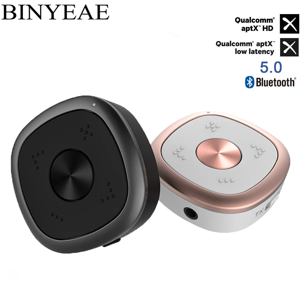 

Dual Link Wireless 3.5mm Bluetooth 5.0 Audio Adapter aptx hd Low Latency handsfree Transmitter Receiver transceiver with clip