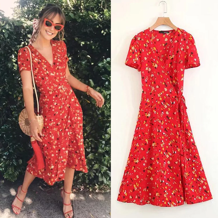 

JXYSY summer dress women bohemian floral and dot printing Split ends sexy party dress vestidos women tops 2 pieces set tops