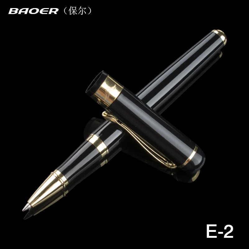 Ручка шариковая Baoer 500 черная металлическая с золотым зажимом 0 5 мм | Канцтовары
