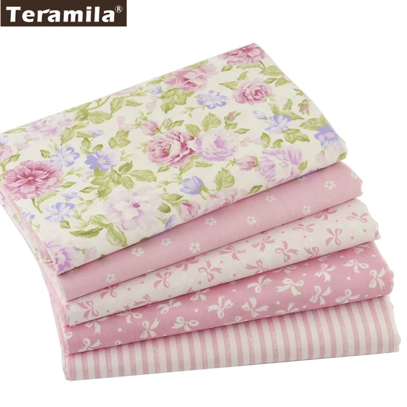 Teramila Cotton Fabric 5 pcs 40cm*50cm Pink For Sewing Fat Quarter
Quilting Patchwork Tissue Tilda Doll Cloth Kids Bedding