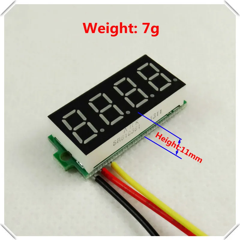 Мини 4 бит 0,3" Цифровой вольтметр 0-33 в три провода Напряжение Панель метр светодиодный дисплей Цвет [10 шт./лот]