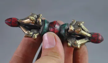 

christmas gift Rare Old Tibet buddhism Brozne Inlay Turquoise coral Vajra Dorje Phurpa Dagger