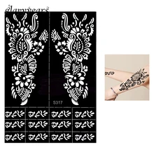 Цельнокроеное платье для нанесения хны и тату трафарет красивые цветы окрашивание распылением для женский боди-арт хна Рисование пастой татуировки трафаретная наклейка S317