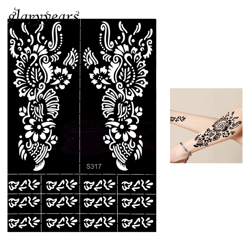 1 Piece Henna Tattoo Stencil Beauty Flowers Airbrush Painting for Women