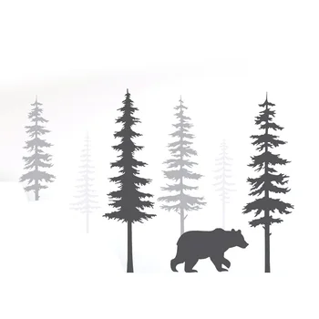 

Nursery Wall Decals Large Pine Tree With Bear Wall Mural Vinyl Stickers Nursery Tree Art Nature Home Deco Scandinavian LR53
