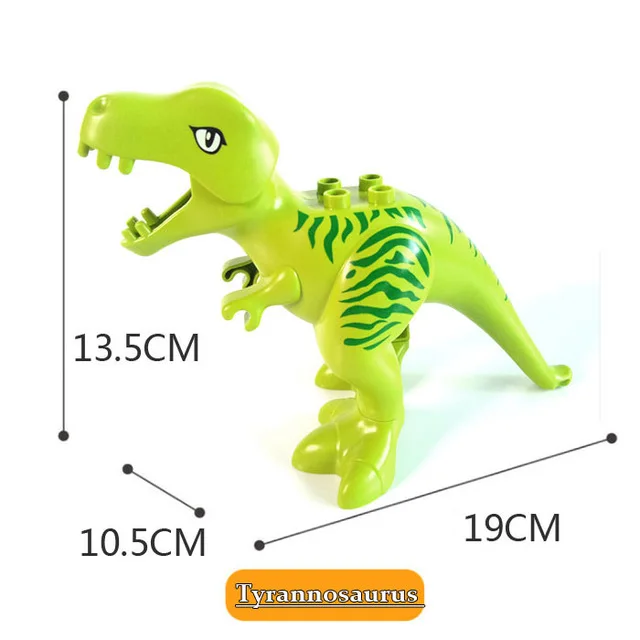 Большие блоки животных бегемот жираф слон крокодил прыгун обезьяна медведь Зебра панда Тигр duploed совместимые игрушки - Цвет: Tyrannosaurus Rex