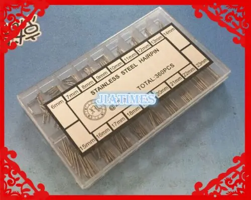 Free Shipping 360pcs Assorted Stainless Steel Length Split Pins Boxset for Watch Steel Hairpin