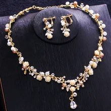 Корейское простое золотое ожерелье и серьги невесты комплект из двух предметов свадебное ожерелье аксессуары для волос