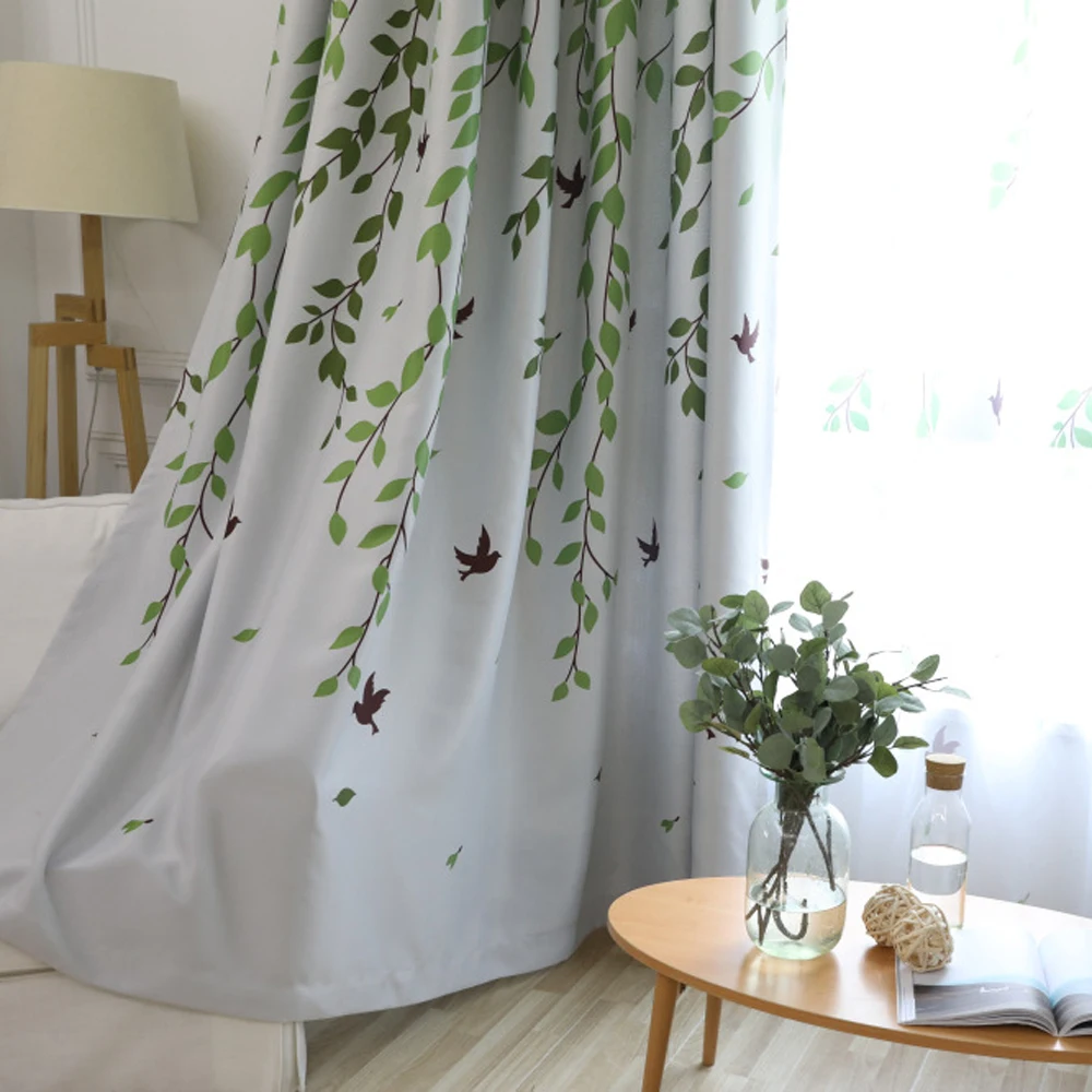 Пользовательские простые современные свежие зеленые садовые шторы с цифровой печатью для гостиной, спальни, двери, кабинета, балкона, французская Марля WP207C
