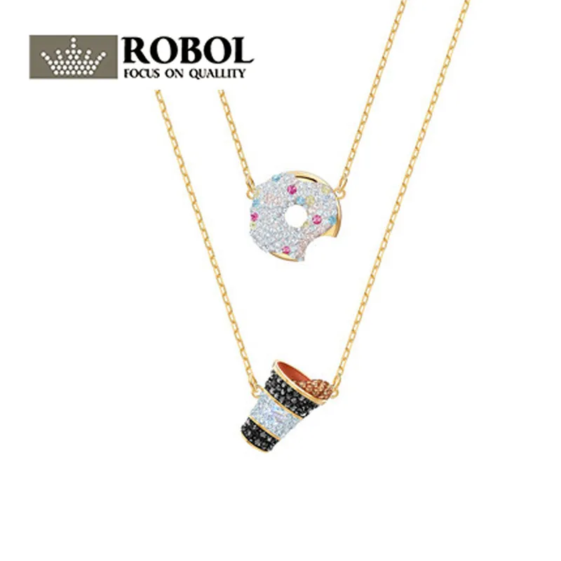 

High Quality 1:1 SWAN 2019 New NICEST Donut Coffee Pattern Full of Fun DIY Female Necklace Set Best Gift for Ladies Wholesale