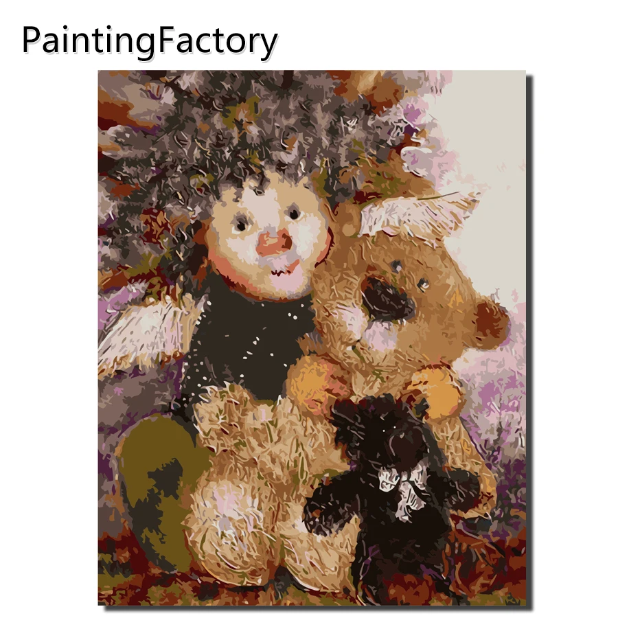 

Frameless pictures Frame Angel Painting calligraphy diy oil pictures by number animals wolf acrylic coloring drawing by number