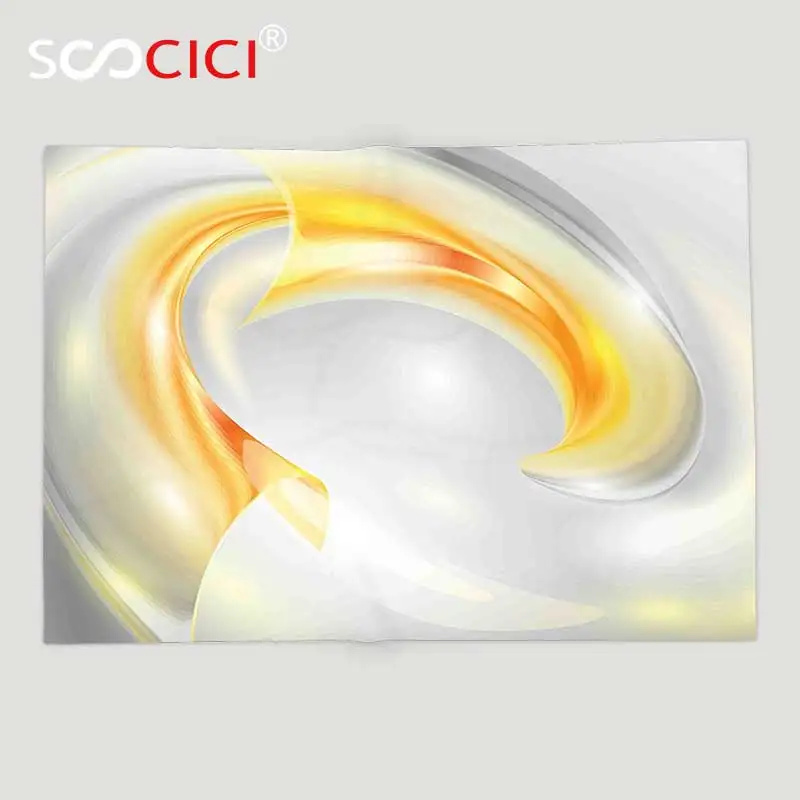 

Custom Soft Fleece Throw Blanket Grey and Yellow Abstract Modern Futuristic Wavy Image Ombre Design Art Print Black Marigold