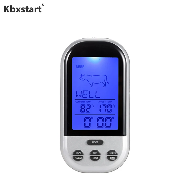 

Kbxstart BBQ Thermometer Wireless LCD Display Barbecue Digital Probe Oven Food Cooking Grill Meat Thermometer Timer Alarm