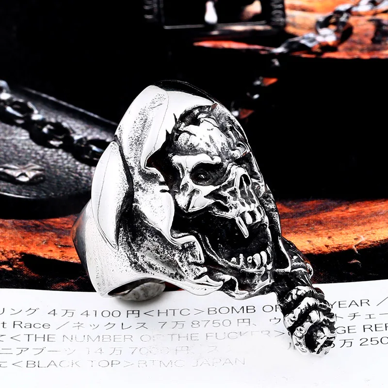 Beier new store 316L Stainless Steel ring skull Men's skull ring punk biker hand for gift High-quality jewelry LLBR8-559R