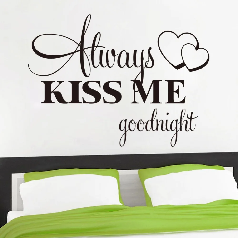 Love Quotes Wall Decals Always Kiss Me Goodnight Heart Wall Sticker