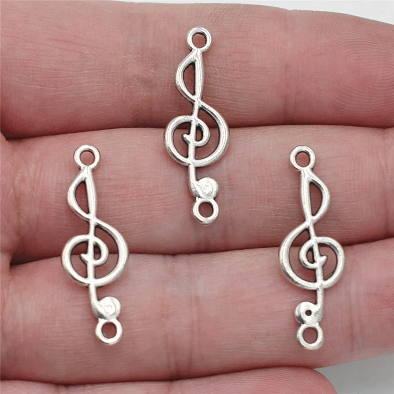 

8pcs 24*15mm Antique Silver Charms Music Note Connector for Bracelet Necklace DIY Jewelry Musical Accessories Beading Findings