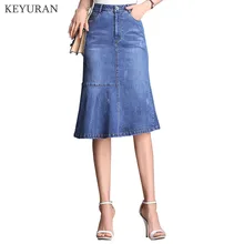 Лидер продаж плюс размеры для женщин джинсовые юбки сезон: весна-лето Высокая талия юбка Уличная 4XL Русалка ковбойская L3306