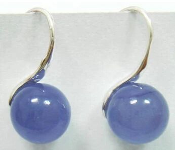 

wb001 FINE 925 STERLING SILVER ROUND CUT PURPLE JADE EARRINGS