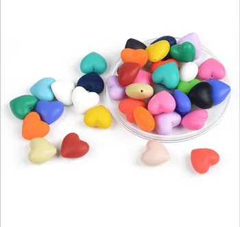 

DHL 2000pcs BPA Free Silicone Heart Teether Beads DIY Baby Pacifier Shower Soother Nursing Necklace Sensory Toy Gift Accessory