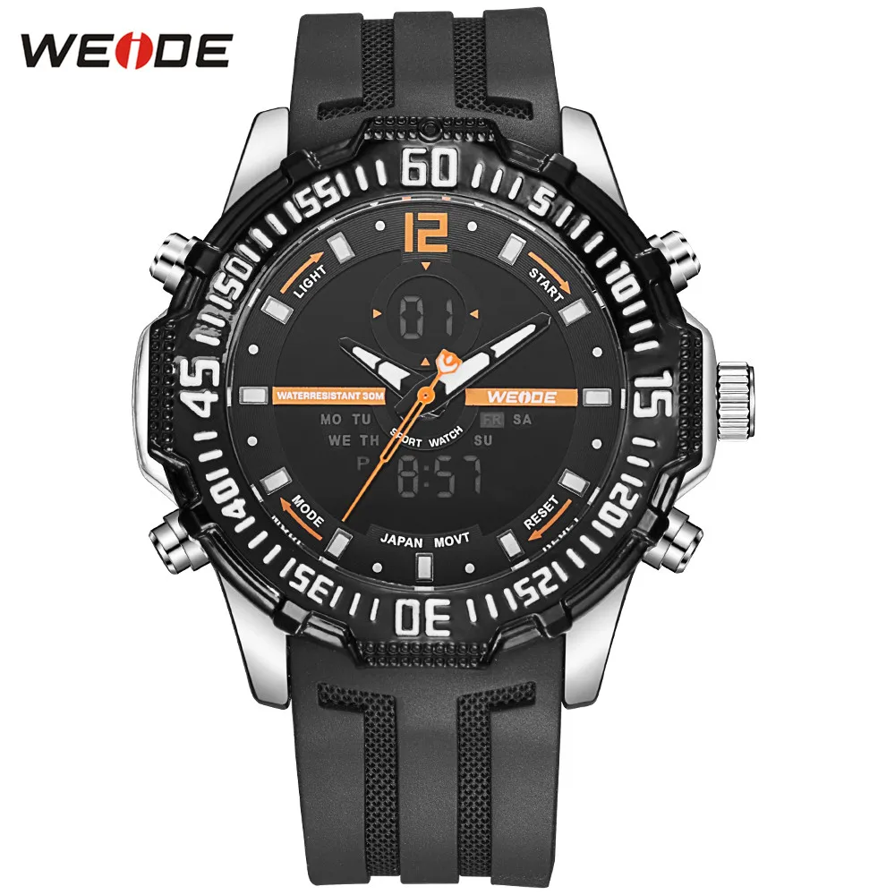 

Fashion WEIDE Orange Dial Men Watch Functional Sports Watch Mens Digital Quartz Silicone Band Electronic Wristwatch Man Relogios