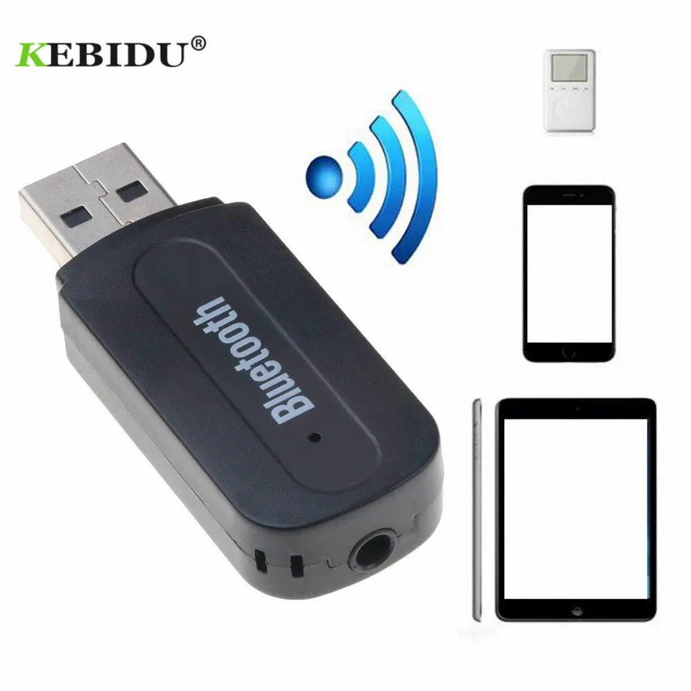 Kebidu Bluetooth приемник A2DP Ключ Музыка Аудио беспроводной USB адаптер для автомобиля AUX Android/IOS мобильный телефон 3,5 мм разъем