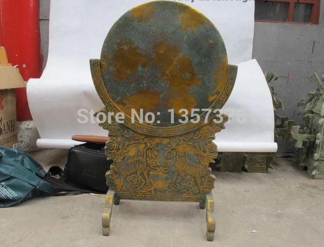 

shitou 005519 31"Chinese Folk Classical Copper Gild Dragon kylin Bronze Mirrors statue discount 30% (C0324)