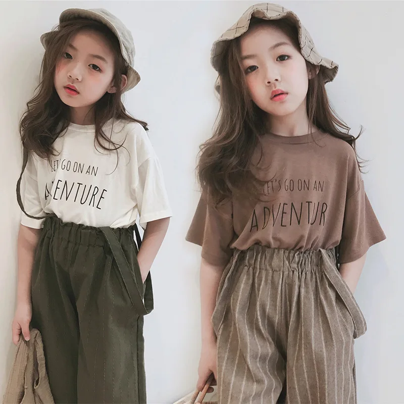 

Brand Fashion T Shirt Clothes for Girls Baby Letter Printed Short-sleeved T Shirts Children Cotton Casual Top Tees Girl Wild Top