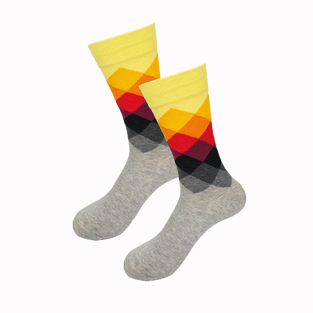 Мужские носки с градиентными цветами, стильные хлопковые мужские гольфы, деловые носки, EUR36-43 - Цвет: 5