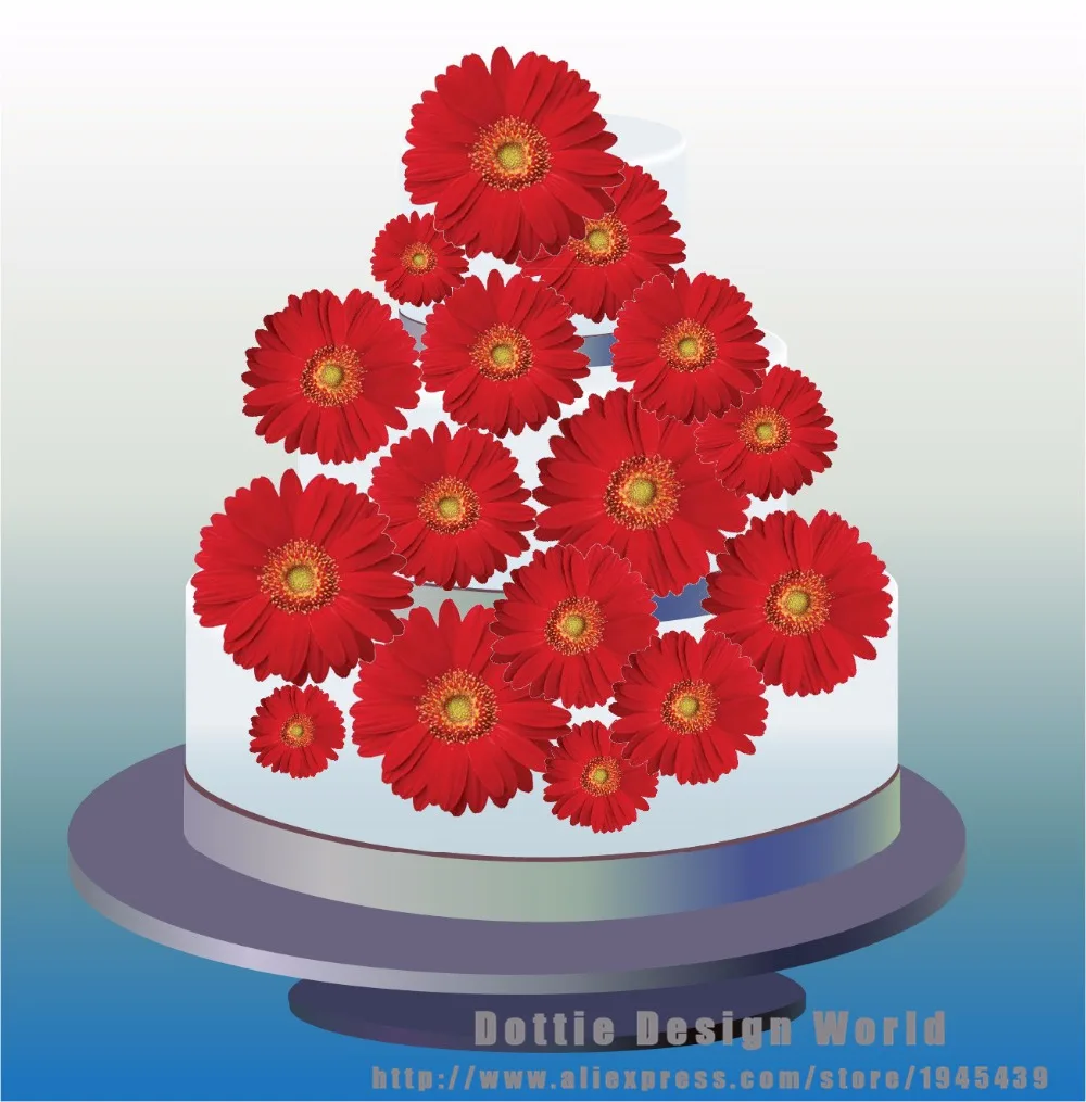 25 Mixed Red Daisy Flower Edible cake topper wafer rice paper Wedding