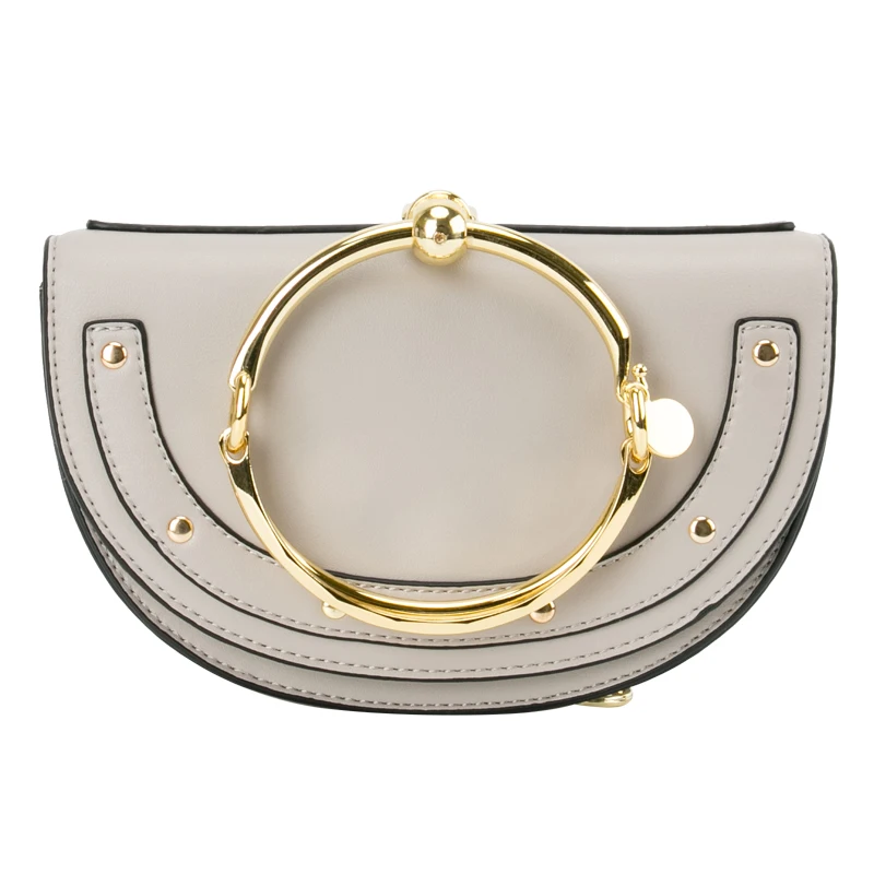 

2019 Luxury Women Bag Brand Shoulder Bag Half Moon Handbag Fashion Crossbody Bag PU Leather Purse Ring Ladies Bag Bolsos Mujer