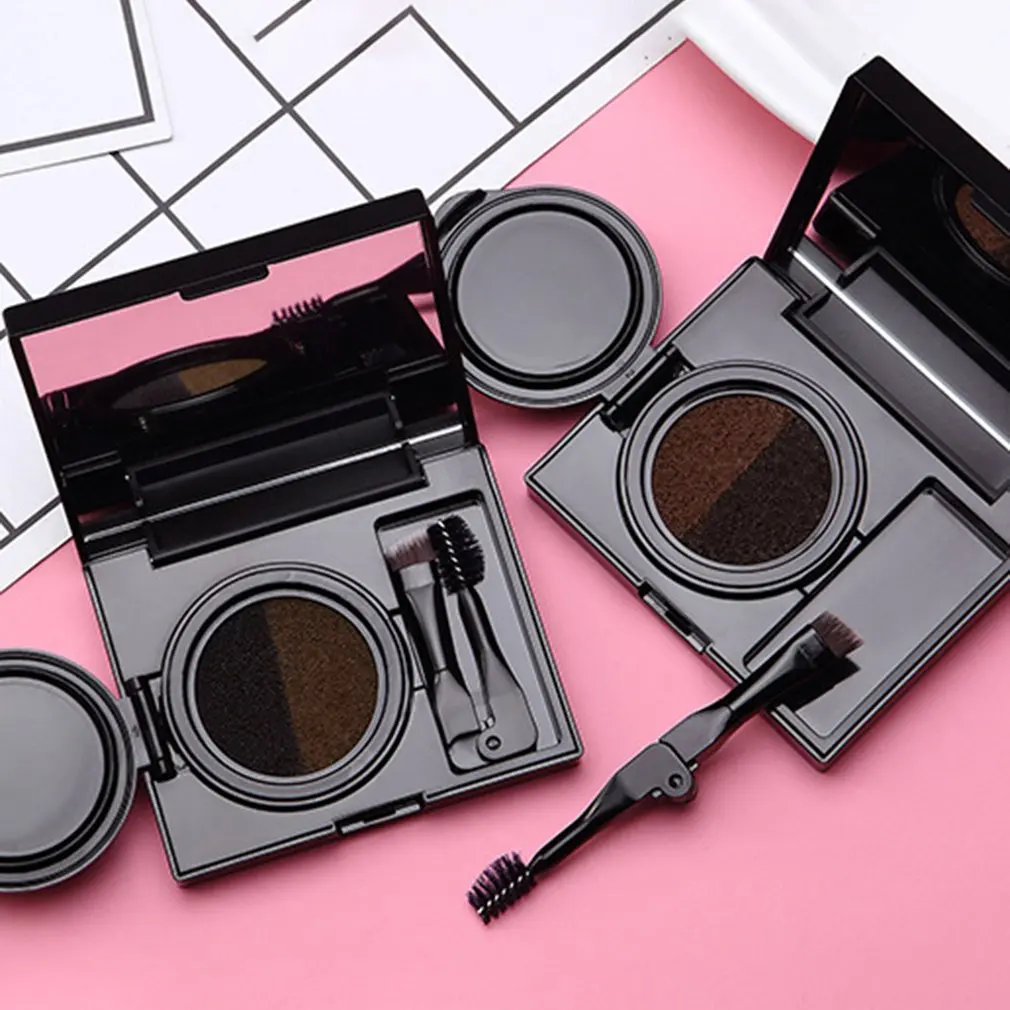 

Two-color Mist Feeling Air Cushion Eyebrow Ointment Air Cushion Eyebrow Cream Waterproof Smudge-proof Makeup Tool With Brush