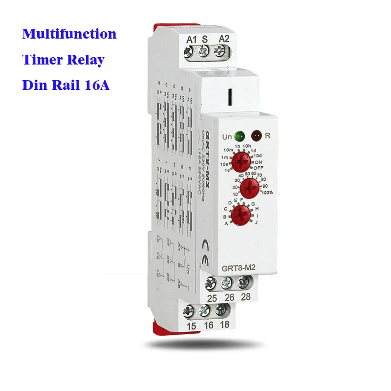 

Din Rail Multifunction Timer Relay 16A with 10 Function Choice AC DC 12V 24V 220V 230V Digital Time Relay Adjustable time switch