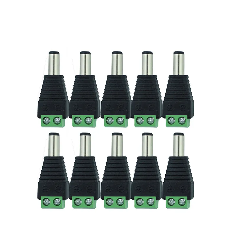10 Pcs 12V 2.1 x 5.5mm DC Power Male Plug Jack Adapter Connector Plug for CCTV single color LED Ligh