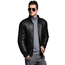 Натуральная овчина шуба из натурального меха, Мужская официальная зимняя куртка, черная Теплая мужская меховая верхняя одежда, большой размер 4XL 5XL