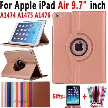 

360 Degree Rotating Litchi Peattern Leather Smart Sleep Awake Cover Case for Apple iPad Air 1 iPad 5 9.7 Coque Capa Funda