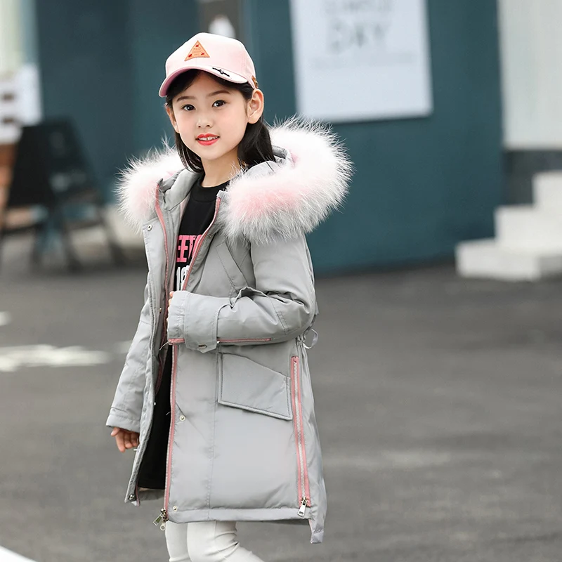 

2018 Girls Winter Jackets with Fur Warm Teenage Girls Clothing 10 12 14 Year Coat Toddler Girl Winter Clothes Puffer Jacket Kids