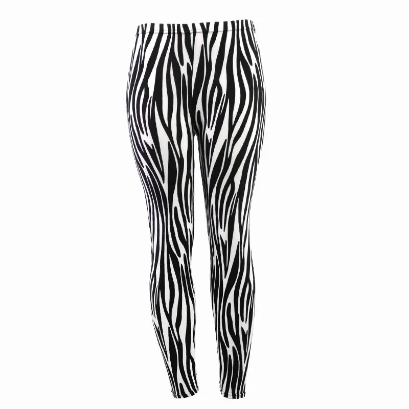 Women Black White Leopard Fashion Digital Printing graffiti Stretch Leggings Splicing Nine Pants Slim Skinny Trouse | Женская одежда
