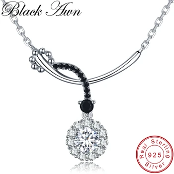 

[BLACK AWN] Classic 925 Sterling Silver Jewelry Necklace for Women Flower Necklaces Pendants Female Bijoux Girl's Gift K027
