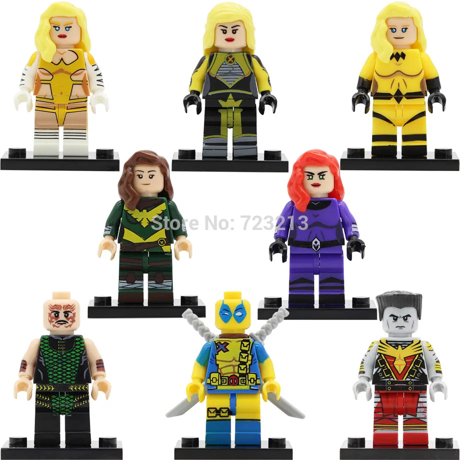 

Super Hero Figure Marvel Dazzler Deadpool Hope Summers Crystal White Queen Karnak Medusa Building Blocks Model bricks Toy