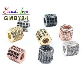 

3pcs/lot Geometric Diy CZ Bead 7x7mm Brass Micro Pave Cubic Zirconia Spacer Beads for Bracelet Jewelry Making Findings Wholesale