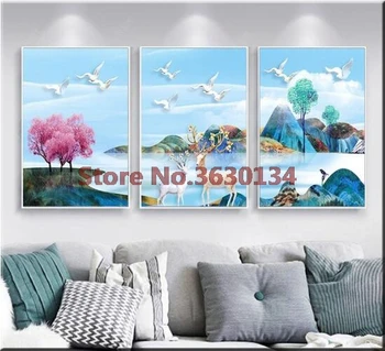 

Diamond Painting Sika deer in the mountain landscape 3Pc Embroidery Full Diamond Cross Stitch Rhinestone 5D Diamond Mosaic decor