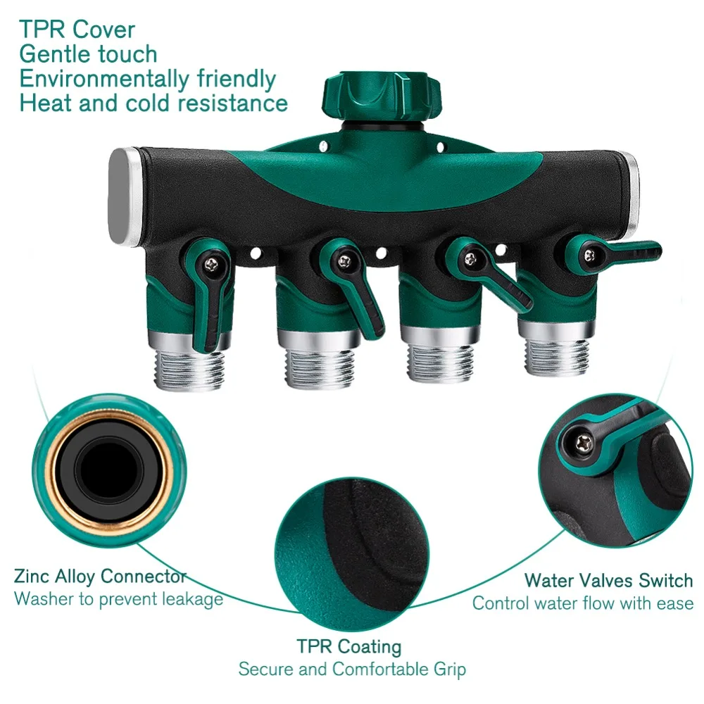 

4 Way Sprinklers Supplies Tap Connectors Hose Splitters Water Quick Garden Irrigation Faucet Shunt Fittings Metal Per