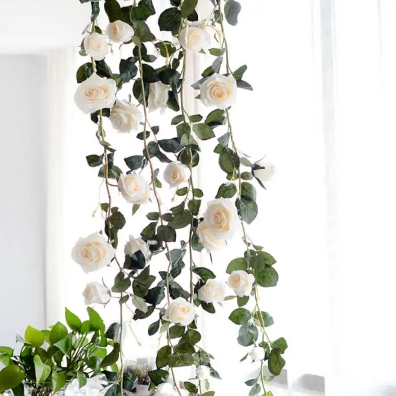 

1.8m silk rose flower vine hight quality artificial decorative rose Rattan wedding background decoration Hot